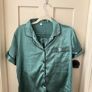 Brookstone Satin Teal Pajama Set